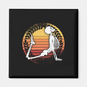 Vintage-Skelett macht Yoga nach oben gerichteter H Magnet