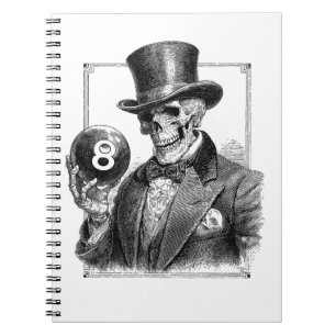 Vintage-Skelett mit Zylinder und 8-Ball  Notizblock
