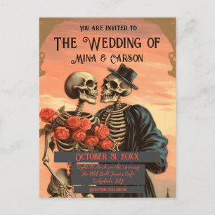 Vintage Skelett-Paar QRC Postkarten-Hochzeit Ankündigungspostkarte