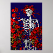 Vintage-Skelett & Rosen Poster (Vorne)