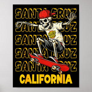 Vintage-Skelett-Skateboard Santa Cruz Kalifornien Poster