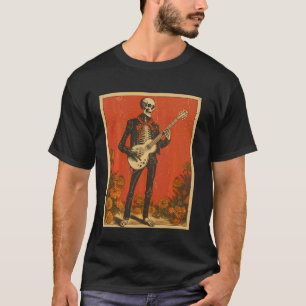 Vintage-Skelett spielt elektrische Gitarre für Git T-Shirt