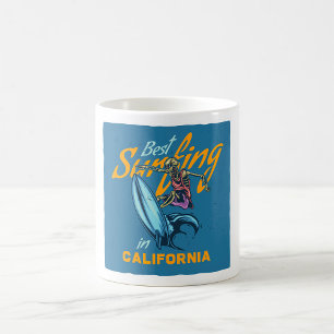 Vintage-Skelett-Surfen-Kalifornien-Strand Kaffeetasse