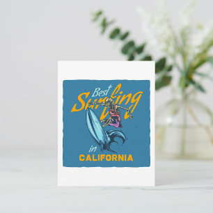 Vintage-Skelett-Surfen-Kalifornien-Strand Mitteilungskarte
