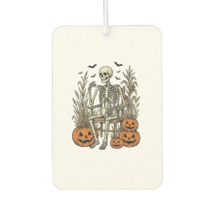 Vintage-Skelett- und Kürbis-Halloween-Shirt Desi Autolufterfrischer
