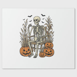 Vintage-Skelett- und Kürbisse Halloween-Shirt Desi Geschenkpapier