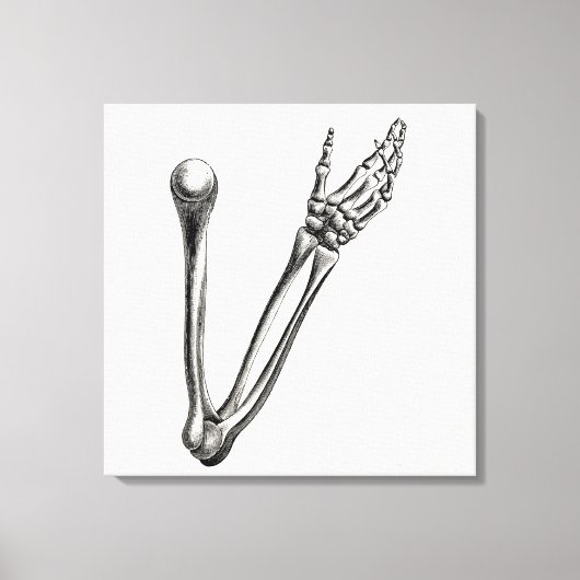 Vintage Skelettarmknochen Personalisierte Retrokno Leinwanddruck (Vorderseite)