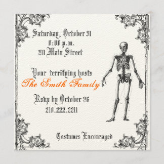 Vintage skelettartige Halloween-Einladung Einladung