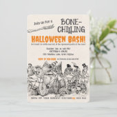 Vintage Skelette 2 Knochenabkühlung Halloween-Part Einladung (Stehend Vorderseite)