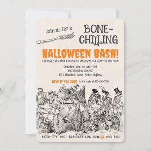 Vintage Skelette 2 Knochenjagende Halloween-Party Einladung