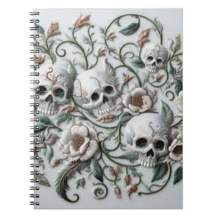 Vintage Skelette in Blütenblättern Blume Bläschen Notizblock