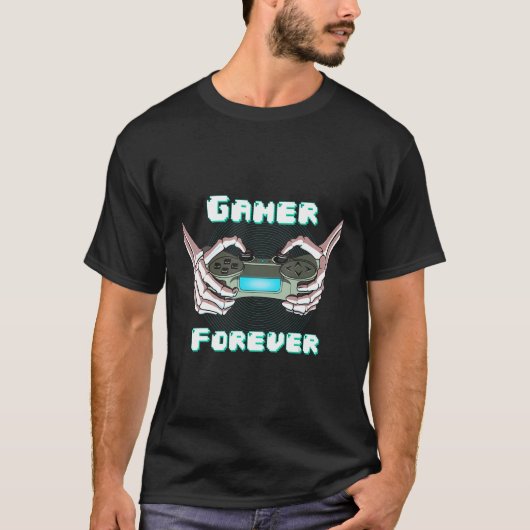 Vintage Skeletthand mit Controller für Gamer T-Shirt (Vorderseite)