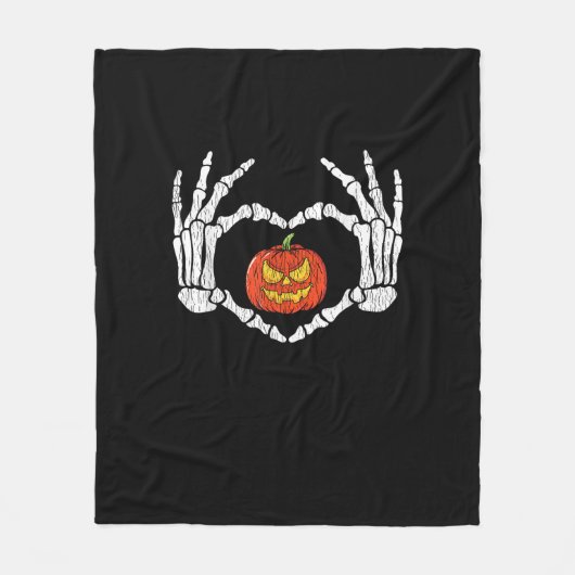 Vintage Skeletthandschuhe Herbstsonne Fleecedecke (Vorderseite)