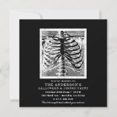 Vintage Skelettknochen Torso-Karosserie Halloween Einladung (Vorderseite)