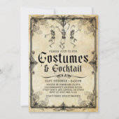 Vintage Skelettkostüme und CocktailHalloween Einladung (Vorderseite)