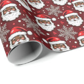 Vintage Sketch Black Santa Gingerbread Pattern Geschenkpapier (Rolleneckpunkt)