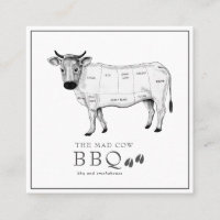 Vintage Sketch-Butcher-Kuh-Visitenkarte
