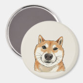 Vintage Sketch Shiba Doge Magnet (Vorderseite/Rückseite)