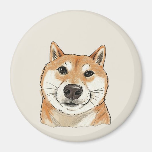 Vintage Sketch Shiba Doge Magnet (Vorne)