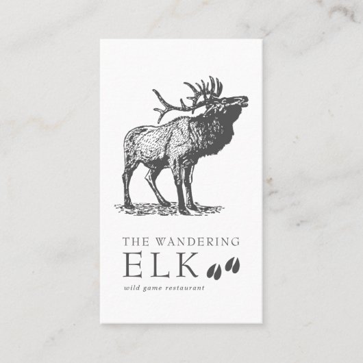 Vintage Sketch Wild Elk Business Card Visitenkarte (Vorderseite)