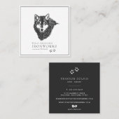 Vintage Sketch-Wolf-Visitenkarte Quadratische Visitenkarte (Vorne/Hinten)