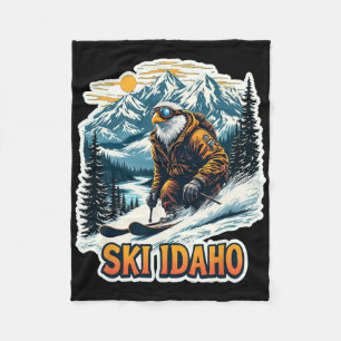 Vintage-Ski-Adler-Design, Skifahren Idaho Fleecedecke