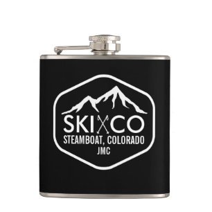 Vintage-Ski Berg Steamboat Colorado Monogramm Flachmann