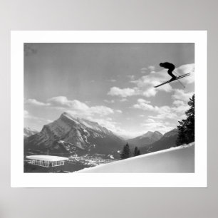 Vintage-Ski-Bild, Endlauf zum Ziel Poster