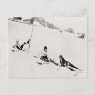 Vintage-Ski-Bild, Purzelnd herunter Postkarte