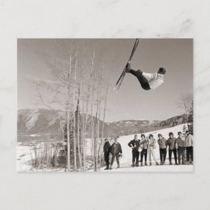 Vintage-Ski-Bild, Tricks auf Skiern Postkarte