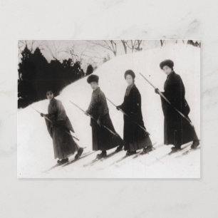 Vintage-Ski-Bild, vier japanische Damen Postkarte