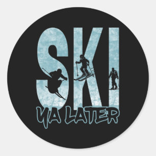 Vintage Ski Bis Später Lustiger Skifahrer Wintersp Runder Aufkleber