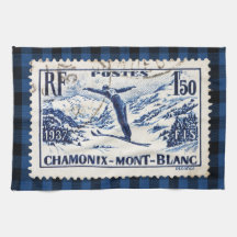 Vintage Ski Chamonix-Mont Blanc Porto Briefmarke