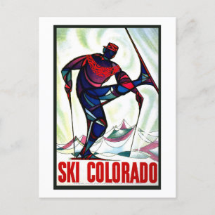 Vintage-Ski Colorado-Reiseposter Postkarte
