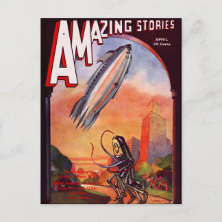 Vintage Ski-Fi-Buchcover-Alien-Planeten Postkarte