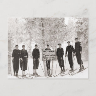 Vintage-Ski-Foto, Gruppenfoto Postkarte