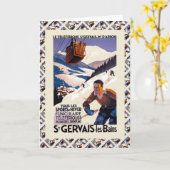 Vintage Ski, France, St Gervais les Bains Karte (Gelbe Blume)