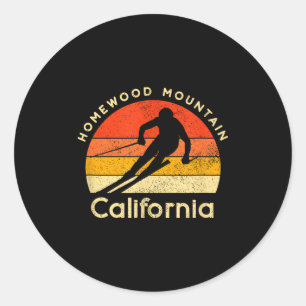 Vintage-Ski Homewood Mountain Kalifornien Runder Aufkleber