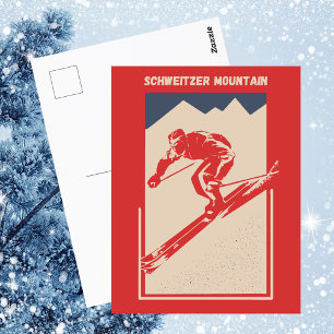 Vintage-Ski-Idaho-Resort Schweitzer Mountain Postkarte