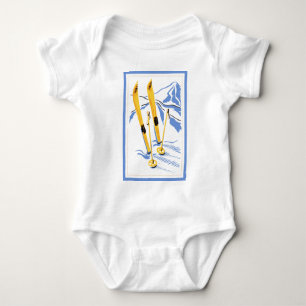 Vintage Ski-Kunst Baby Strampler