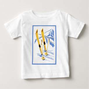 Vintage Ski-Kunst Baby T-shirt