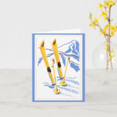 Vintage Ski-Kunst Karte (Gelbe Blume)
