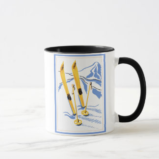 Vintage Ski-Kunst Tasse