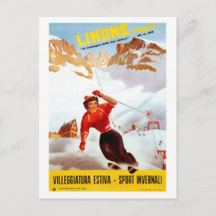 Vintage-Ski Limone Piemonte Italienisches Reisepla Postkarte