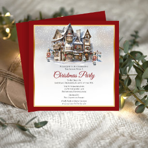 Vintage Ski Lodge und Nutcrackers Weihnachtsfest P Einladung