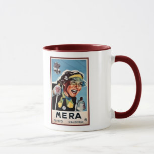 Vintage-Ski Mera Valsesia italienisches Reiseplaka Tasse