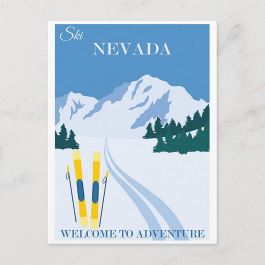 Vintage Ski Nevada Postkarte (Vorderseite)