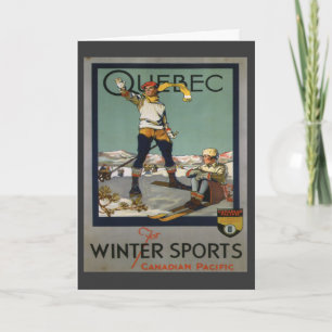 Vintage-Ski-Plakat, Quebec, Winterwunderland Feiertagskarte