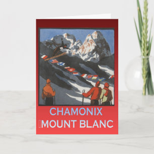 Vintage Ski Poster, Frankreich, Chamonix, Mt Blanc Karte