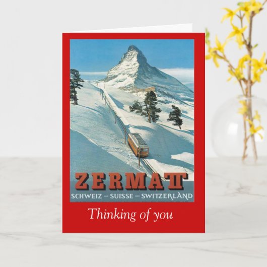 Vintage ski poster Zermat Karte (Gelbe Blume)